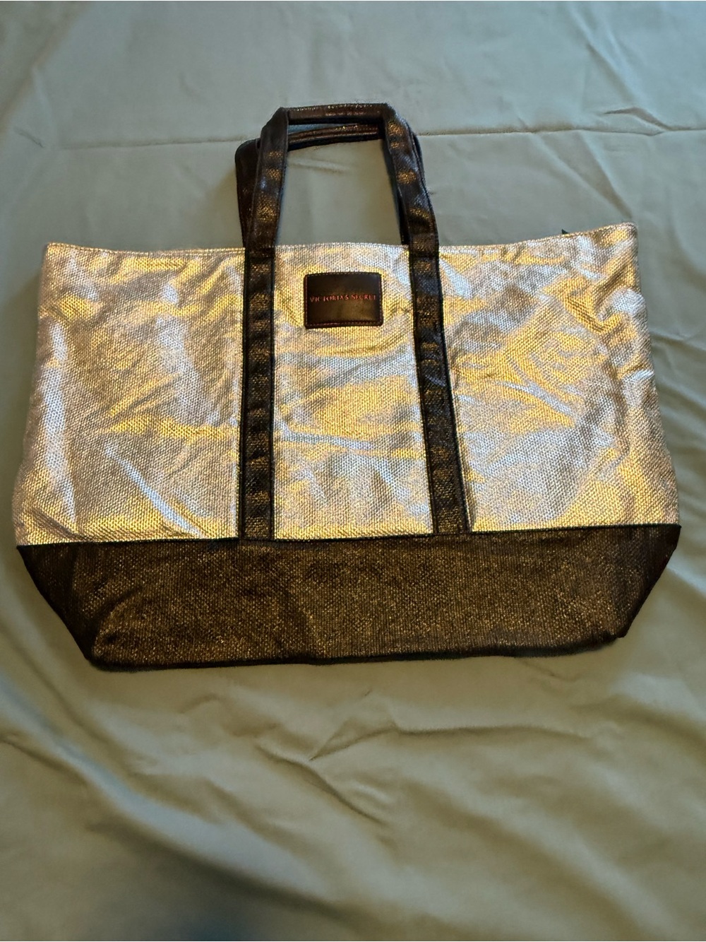 Victoria's Secret Silver and Black Tote Bag